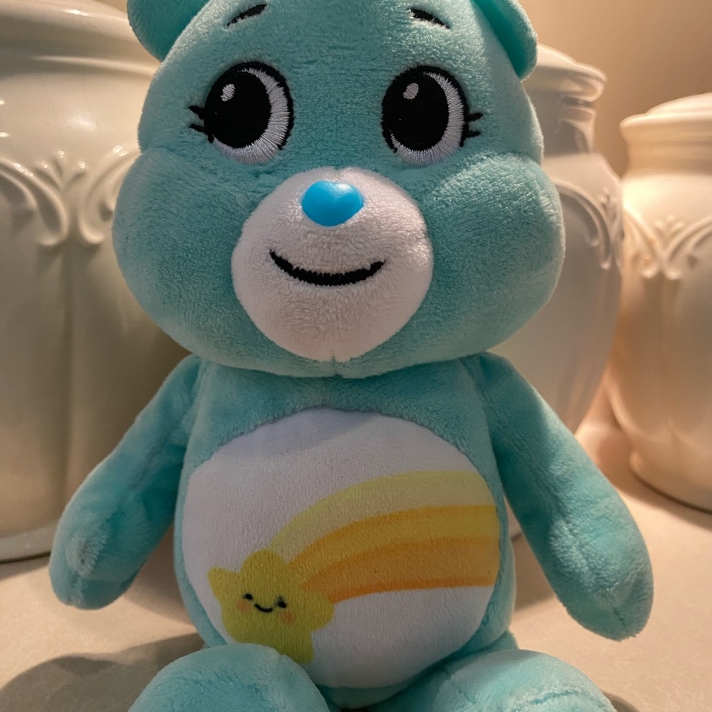 Blue Care Bear Plush with Rainbow Star